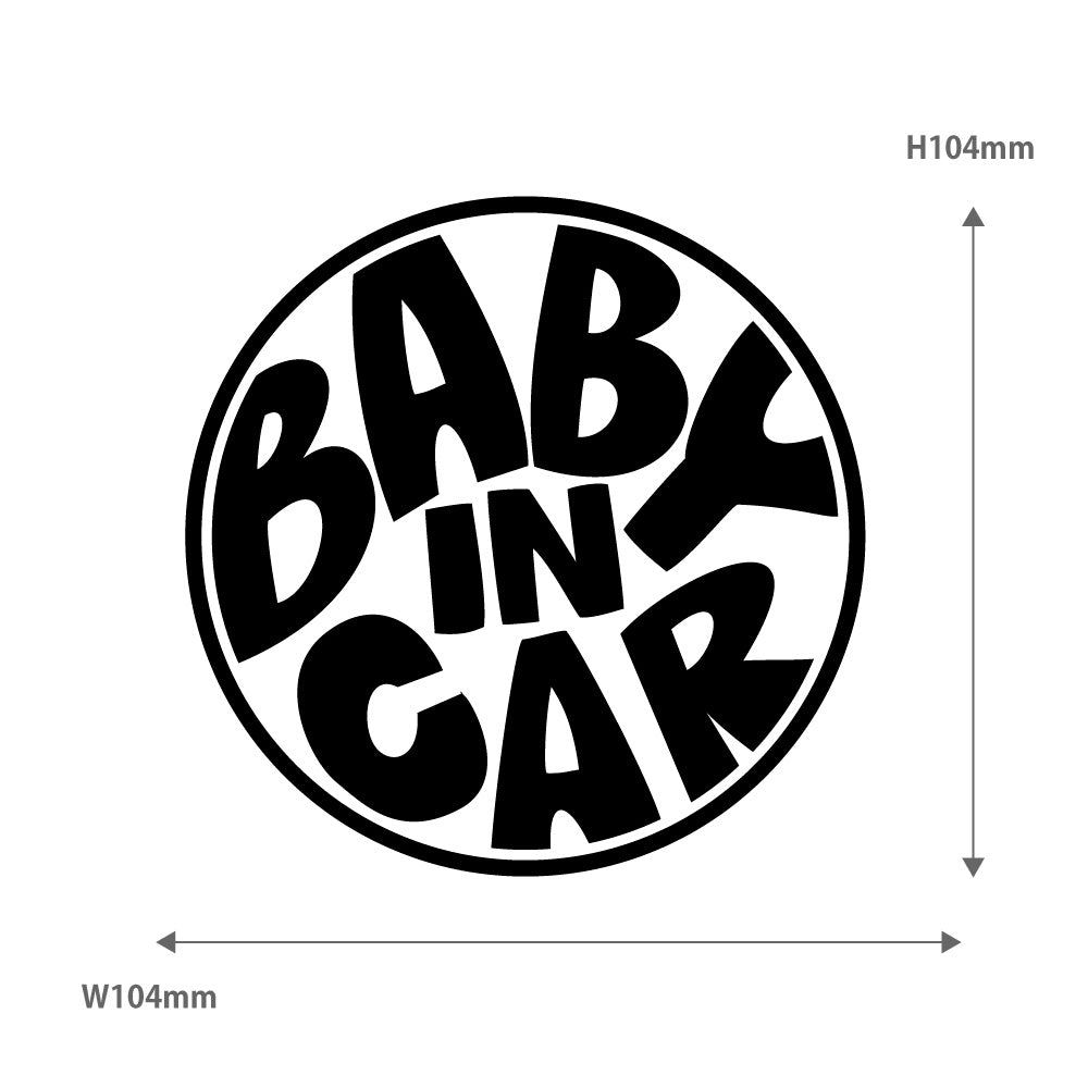 【3カラー】 BABY IN CAR ベビーインカー タイポグラフィ―:カッティングシートステッカー