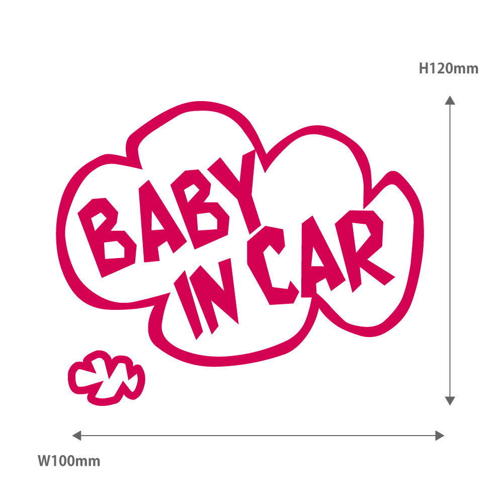 【3カラー】 BABY IN CAR ベビーインカー タイポグラフィ2:カッティングシートステッカー