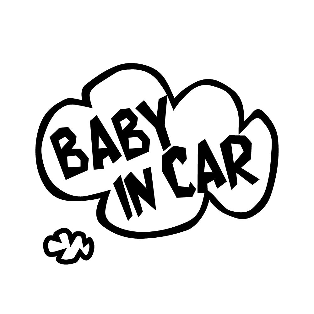【3カラー】 BABY IN CAR ベビーインカー タイポグラフィ2:カッティングシートステッカー