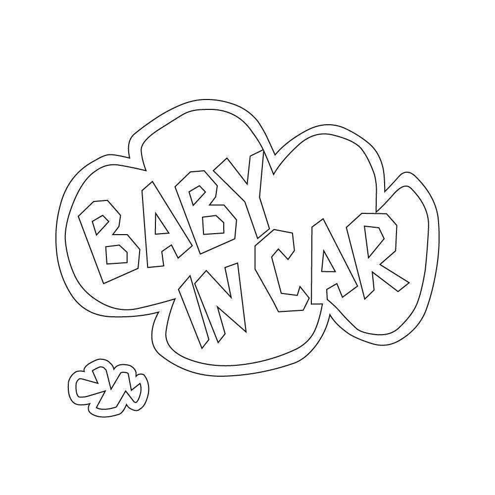 【3カラー】 BABY IN CAR ベビーインカー タイポグラフィ2:カッティングシートステッカー