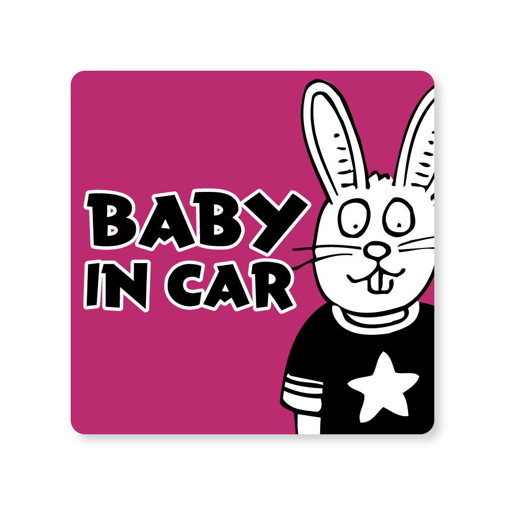 【全14カラー】BABY IN CAR ウサギ うさぎ 兎 ベビーインカー 赤ちゃん乗っています Baby On Board ステッカー マグネット サイン