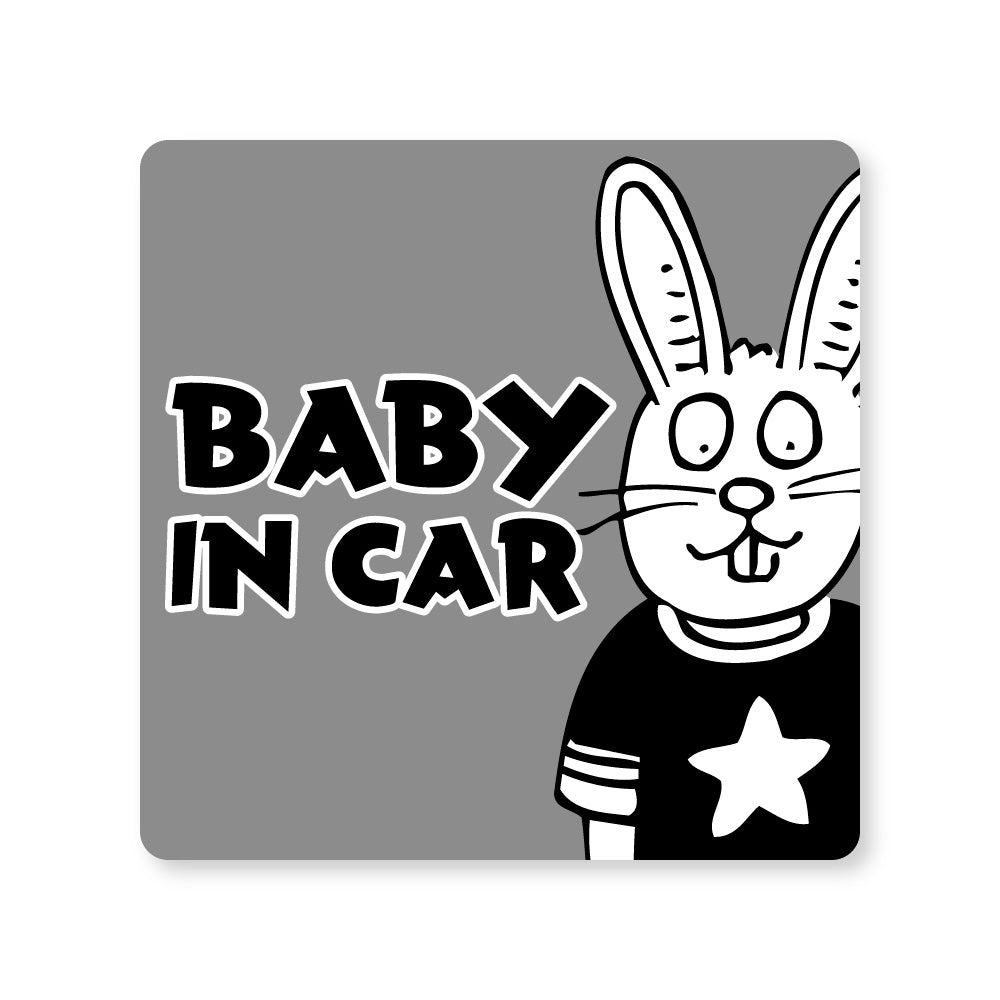 【全14カラー】BABY IN CAR ウサギ うさぎ 兎 ベビーインカー 赤ちゃん乗っています Baby On Board ステッカー マグネット サイン