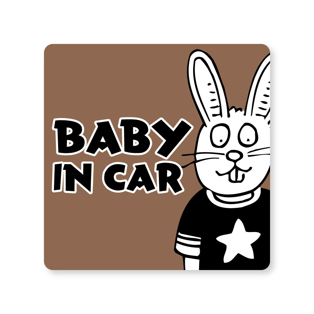 【全14カラー】BABY IN CAR ウサギ うさぎ 兎 ベビーインカー 赤ちゃん乗っています Baby On Board ステッカー マグネット サイン