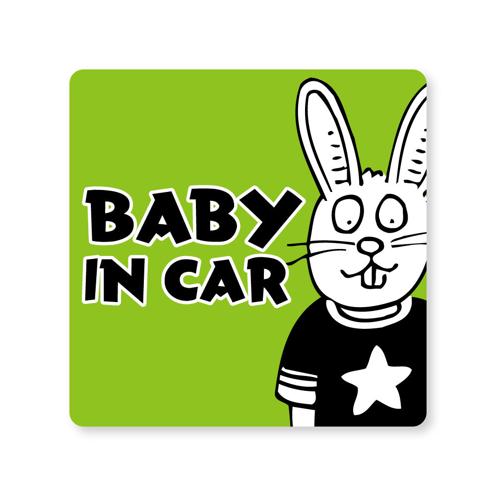 【全14カラー】BABY IN CAR ウサギ うさぎ 兎 ベビーインカー 赤ちゃん乗っています Baby On Board ステッカー マグネット サイン