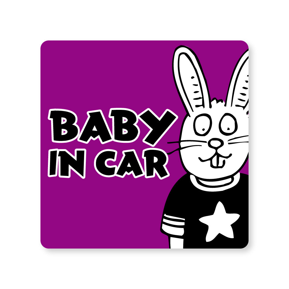 【全14カラー】BABY IN CAR ウサギ うさぎ 兎 ベビーインカー 赤ちゃん乗っています Baby On Board ステッカー マグネット サイン