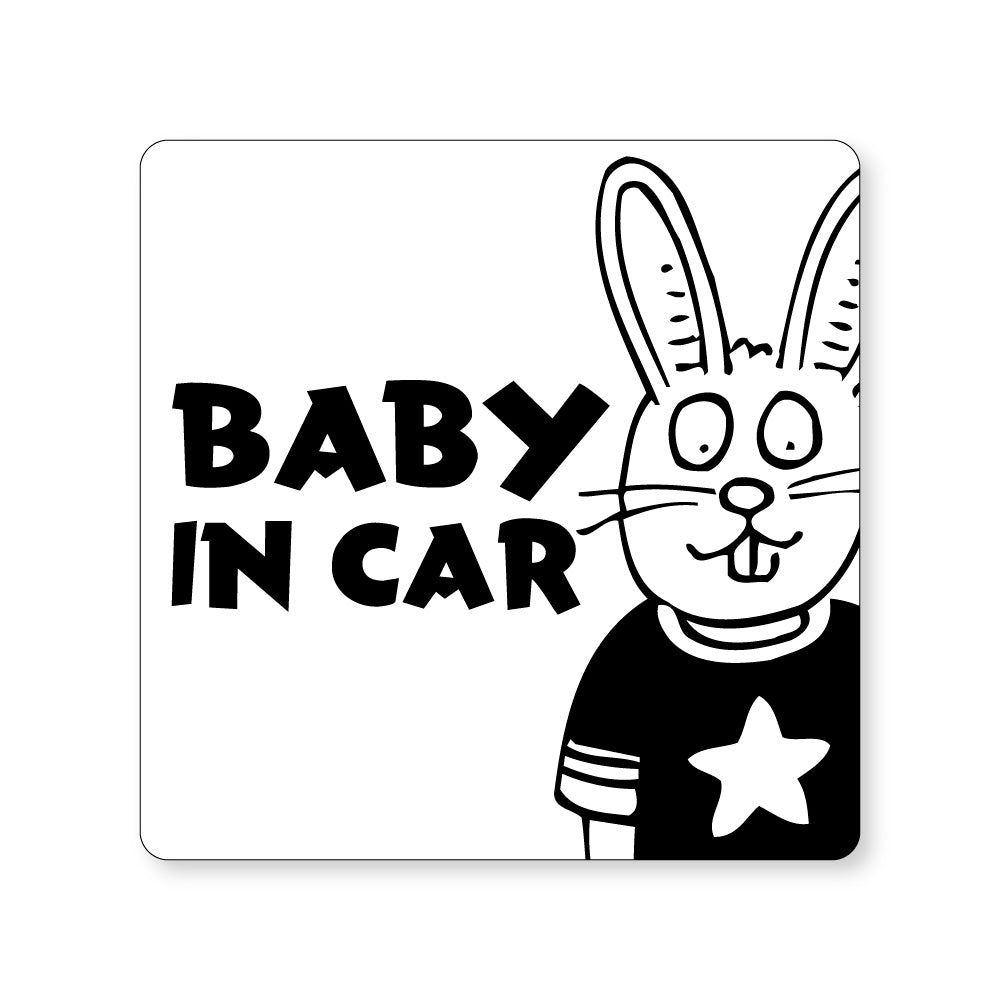 【全14カラー】BABY IN CAR ウサギ うさぎ 兎 ベビーインカー 赤ちゃん乗っています Baby On Board ステッカー マグネット サイン