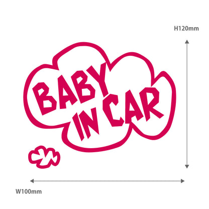 【3カラー】 BABY IN CAR ベビーインカー タイポグラフィ2：カッティングシートステッカー