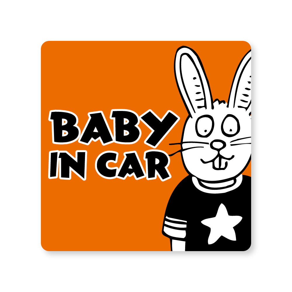 【全14カラー】BABY IN CAR ウサギ うさぎ 兎  ベビーインカー 赤ちゃん乗っています Baby On Board ステッカー マグネット サイン