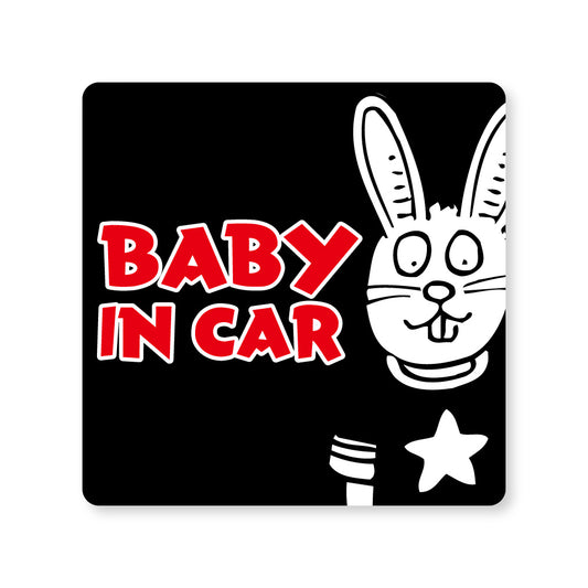 【全14カラー】BABY IN CAR ウサギ うさぎ 兎  ベビーインカー 赤ちゃん乗っています Baby On Board ステッカー マグネット サイン