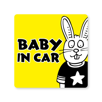 【全14カラー】BABY IN CAR ウサギ うさぎ 兎  ベビーインカー 赤ちゃん乗っています Baby On Board ステッカー マグネット サイン